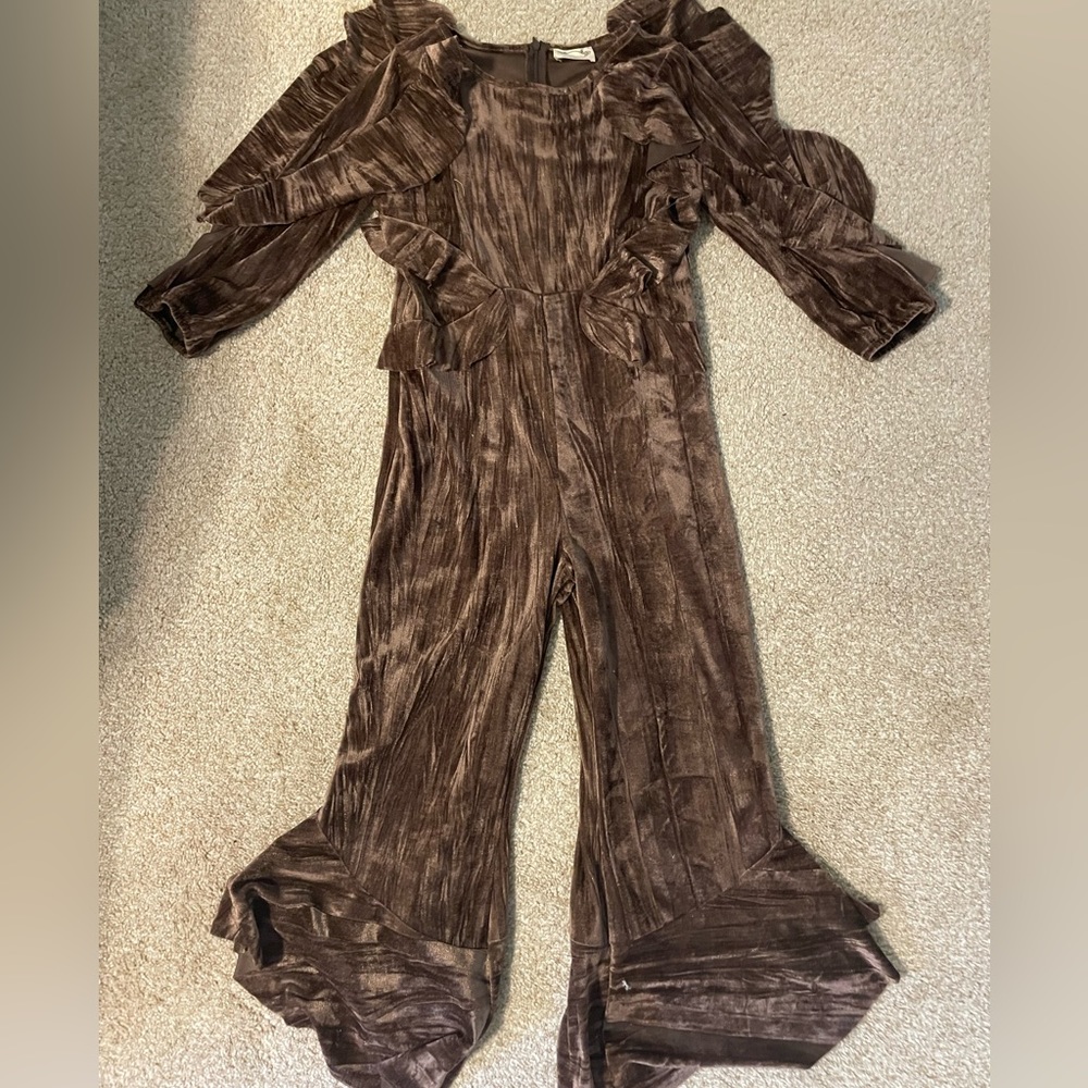 Mia Joy joyfolie.com girls deep brown velvet jumpsuit